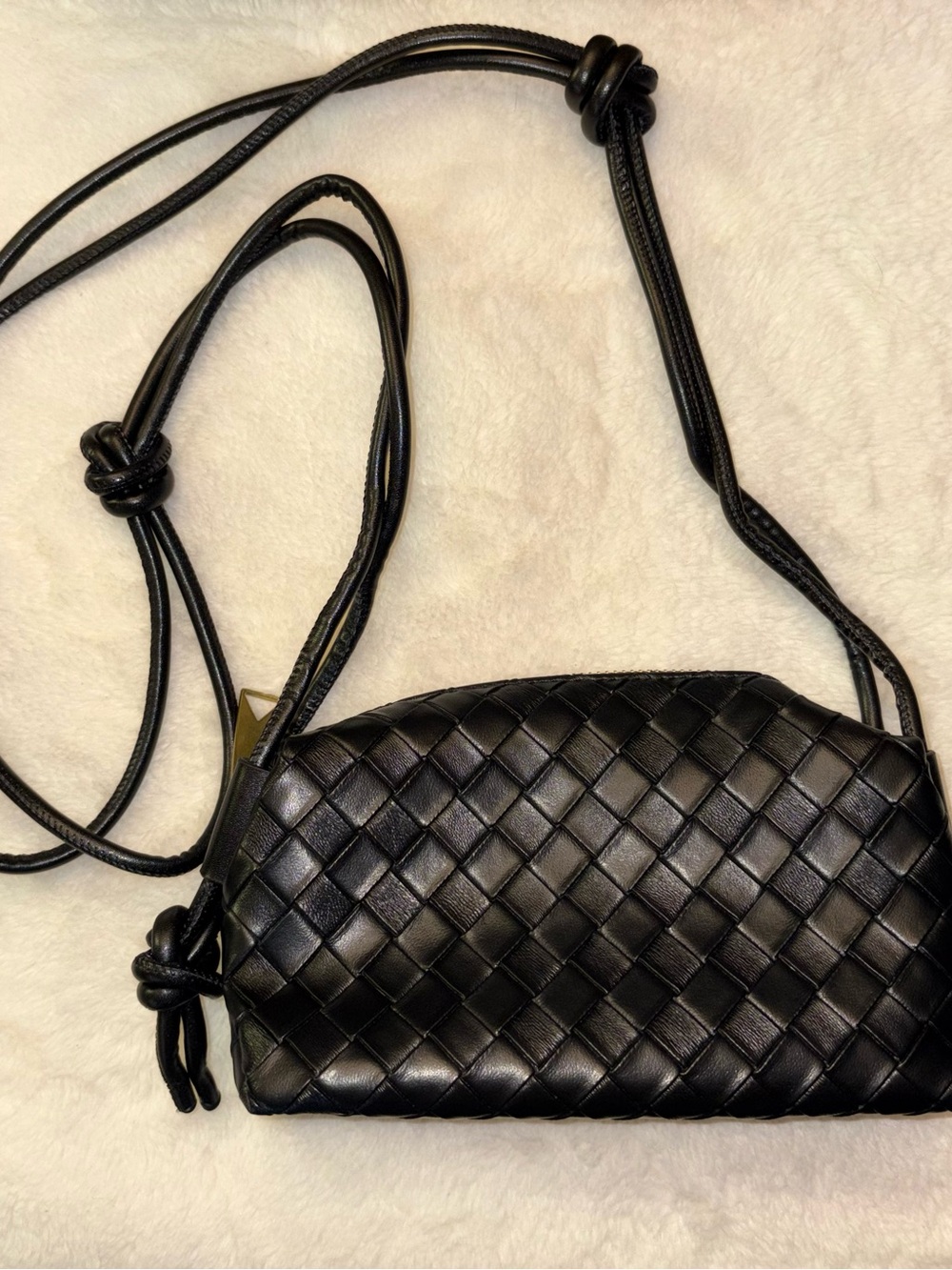 Black Woven Leather Crossbody Bag - Picture 3 of 5